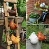 Plug In Resin Chicken Figure Cockerel Statue Seater Outdoor Backyard Decoration Rooster Figurines Hen Garden Ladder Art Crafts L230620