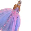 Kolorowa suknia balowa Quinceanera sukienki ręcznie robione kwiaty suknie na bal maturalny Glittler Sweet 15 16 Girls Birthday Party Dress