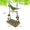 Bird Seagrass Swing Toys con madera Perch Parrot Trapeze Swing Climbing Hamaca Bird Perch Stand Masticar Juguete para Lovebird Cockatiel Budgie Conure