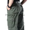 Outros Vestuário Macacões Masculinos Calça Cargo Casual Algodão Multi Bolsos Calças de Trabalho do Exército Militar Streetwear Calças retas Calças compridas x0711