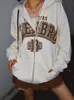 Sweats à capuche pour femmes Sweats HOUZHOU Y2K Hip Hop Zipper Sweats Femme American Retro High Street Beige Hoodie Oversize 90s Aesthetic Vintage Autumn Top 230710