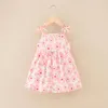 Vestidos para meninas Vestidos para meninas Estampa infantil Princesa Sling Verão Coreano Roupas infantis Alça espaguete Bebê Vestidos florais