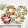 Fleurs décoratives Simulation Rose Guirlande Porte Suspendue Décoration Rotin Cercle Printemps Mur Artificielle 35 CM x 35 CM