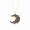 Pendant Necklaces Simple Moon Druzy Drusy Necklace Women Resin Handmade Clavicel Chains For Female Christmas Imitation Natural Stone Dhofr