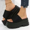 Zapatillas 2023 Verano 9 colores Nuevas mujeres Sandalias de plataforma de una sola banda Negro Nylon Chunky Plataforma Cuñas Zapatillas Sandalias 35-43 T230711