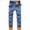 Heren Jeans Winter 2022 Nieuwe Heren Warme Slim Fit Jeans Business Mode Dikke Denim Broek Wollen Elastische Merk Broek Grote Maat 30-40 Z230713