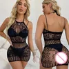 Fritidsklänningar Sexiga Kroppsstrumpor Underkläder Kostym Kvinnor Beach Club Bodycon Fishnet Klänning Erotisk Mesh Hollow Out Mini Pyjamas