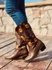 Botas Femininas Cowboy Cowgirl Boots Modern Western Bordado Largo Bico Quadrado Cowboy Boot for Women L230711