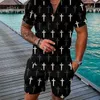 Plus Size Mens Designer Tracksuits Two Piece Set 2023 Summer Printed Outfits Short Sleeve Polo T-Shirt and Shorts Sports Suit 5xl