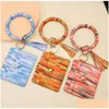 Key Rings Ups Shiny Pu Leather Card Bag Keychains Party Bracelet Keychain Wallet With Tassels String Bangle Ring Holder Wristlet Han Dheym