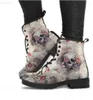 Stivali HOT Skeleton Stivaletti da neve da donna Moto Skull Pansy Scarpe con tacco basso Vintage Pu Leather Warm Winter High Platform L230711