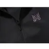 Mens Jackets Quality Black Needles Men Women Casual Fashion Streetwear Butterfly Embroidery Side Webbing Striped Coat 230710