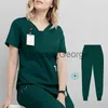 Outros Vestuário Multicolor Mangas Curtas Uniforme de Farmácia Enfermeira Hospital Médico Vestuário de Trabalho Uniformes de Cirurgia Dentária Trabalho de Laboratório Médico Terno de Duas Peças x0711