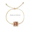 Charm Bracelets Fashion 6 Colors Resin Druzy Bracelet Square Irregar Imitate Natural Stone Adjust Dstring Drusy Bangle For Women Jewe Dhnkt