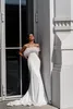 Glamourous Mermaid Wedding Dresses Satin Spaghetti Feathers Wedding Dress Backless robe de mariee bridal gowns