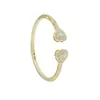 Free Shipping Heart Love Shape Adjustable Bangle Bracelet Women Men Hip Hop Iced Out Bling Cubic Zirconia Couple Jewelry Gift