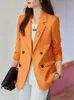 Damespakken Mode Vrouwen Werkkleding Blazer Office Dames Vrouwelijke Vintage Plaid Lange mouw Enkele rij knopen Formele casual jas Jas Tops