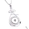 Pendant Necklaces Fashion Sier Gold Crystal Snap Button Necklace 18Mm Ginger Snaps Buttons Charms With Stainless Steel Chain For Wom Dhpqf