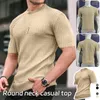 Męskie T-shirty Wiosna Lato Dzianinowa koszula z jednym dekoltem Męskie dorywczo Krótkie rękawy Moda Żakardowe jednokolorowe topy Slim Wear