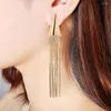 Boucles d'oreilles pendantes 2023 mode Triangle couleur or chaîne longue gland pour les femmes Hyperbole cuivre goutte bijoux