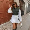 Jeans Gaono Women Turndown Collar Waistcoat Solid Color Sleeveless Buttondown Crop Tops Army Green/ Black/ Brown/ Wine Red