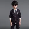 دعاوى الأولاد الرسميين لحفلات الزفاف العلامة التجارية England Style 5 14T Man Child Plaid Party Tuxedos Kids 230711