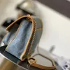 Klassieke mode-wassing Denim tas Luxe designer damestas Zak Luxe tas Down chain Denim diagonale vouwflap envelop Courier portemonnee portemonnee