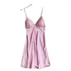 Women's Sleepwear Lace Trim Spaghetti Strap Nightgown Women Sexy V-Neck Backless Mini Nightdress Intimate Home Dress With Bra Nightwear