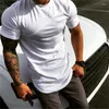 T-shirts pour hommes hauts frais et respirants Patchwork CottonMesh T-shirt Fitness musculation à manches courtes vêtements de tranning