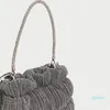 Evening Bags Shoulder For Women Spring Diamond-bordered Pleated Cloud Fashion Portable Chain Solid Color Silk Magnetic Snap