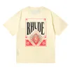 23SS Rhude Mens T-shirt de haute qualité Tess Designer Casual Fashion manches courtes Europe Amérique Hommes Femmes Col rond T-shirts Taille américaine S-XXL