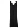 Abiti casual Womens Midi Tank Dress per l'estate 2023 Sexy Backless Slip nero / grigio Abiti da donna Chic A Line Style Vestidos