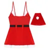 Casual Dresses Womens Christmas Costume Sexy Santa Nightdress Faux Fur Trimming Velvet Dress Spaghetti Straps Flared Mini With Hat