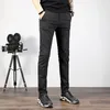 Men's Pants 2023 Men Casual Elastic Long Trousers Male Cotton Stripes Straight Gray Work Pant Autumn Winter Large Size 28-38