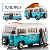 Modelo Diecast 2200PCS Fit 10279 T2 Camper Car Blocos de Construção Ônibus DIY Tijolos Brinquedos para Crianças Presentes de Aniversário 230710