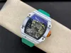 Luksusowy projektant Richrd Mileres RM2702 Sport Full Fibre Case Floating Tourbillon Ruch Solin Pasek Tytanium Bluga 52 godziny moc wodoodporna głębokość x83oi