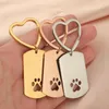 Keychains 10PCS Stainless Steel Hollow Dog Claw Tag Keychain Metal Blank Military To Record Engrave Key Chain