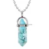 Pendentif Colliers Hexagonal Cristal Opale Rose Violet Quartz Turquoise Pierre Naturelle Chakra Collier Pour Femmes Bijoux Drop Delivery P Dh9U5