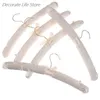 Hangers Racks 5Pcs 38cm Beige/ White Satin Padded Top Hangers Clothes Coat Top Grade Hanger Gold Hook x0710