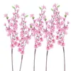 Decorative Flowers 6pcs Peach Blossom Branch Artificial Silk Wreaths Wedding Arrangement Accessories Festivals Decoration