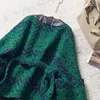 Kurtki damskie Płaszcz typu wrap Vintage Chaqueta Mujer Kurtka zimowa Kobiety Dekolt w kształcie litery V Talia Żakardowa Dzianina Jaquetas Femme Skóra PU Zielony