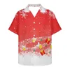 Chemises décontractées pour hommes Magasin de design de Noël Ambiance de vacances Vêtements pour le personnel Parc d'attractions 2023 Mode hawaïenne Imprimé à manches courtes