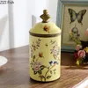 Decorative Plates Chinese Ceramics Candy Jars with Cover Storage Jar Sugar Bowl Antique Pattern Jewelry Container Organizer Rustic Home Decor 230710