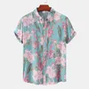 Men's Casual Shirts Men's Plus Size Loose Summer Flower Short Sleeve Shirt Flower Floral Pattern Hawaiian Beach Male Shirts Casual Blouse For Men 230710