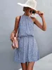 Urban Sexy Dresses 2023 Summer Short Floral Dress Women Sleeve Mini Halter Boho Dress Ladies Sundress Flower Holiday Party Dress For Women Red L230711