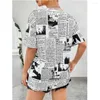 T-shirts pour femmes T-shirt à la mode pour femmes Spaper Character Print O-cou manches courtes Top confortable Creative Design Vêtements pour dames Tops Mujer