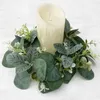 Decoratieve Bloemen Groen Kaars Krans Pijler Houder Mini Kransen Tafel Middelpunt Ringen Voor Bruiloft Cafe Woonkamer Decor