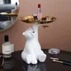 Decorative Objects Figurines Creative White Bear Statue Storage Tray Nordic Home Decor Living Room Table Decoration Snacks Crafts 230710