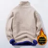 Heren Truien Fleece Verdikte Hoge Kraag Trui Winter Heren Effen Kleur Koudbestendig Warm Pullover Dieptepunt Shirt 5XL