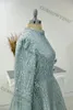파티 드레스 오간자 아플리케 구슬로 된 웨딩 드레스 긴 소매 하이 목 목 이슬람 무도회 공식 가운 아라비아 카파단